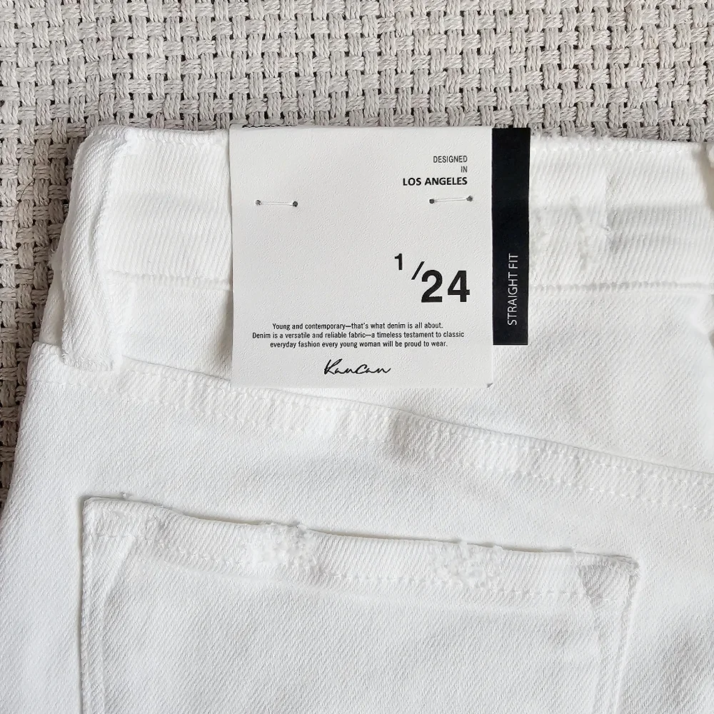 KanCan High Rise Slim Straight Fit Denim Jeans Stretch Distressed White 1/24 NEW - Picture 7 of 13